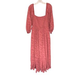 Anniewear Maxi Dress Women's Smocked Floral Fairy Whimsical Square Neck XL
